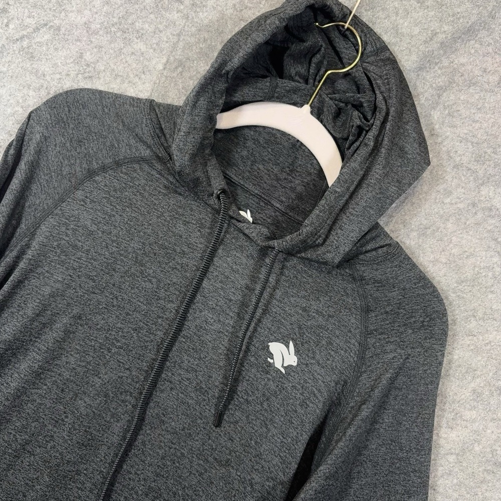 Rabbit EZ Pullover Running Hoodie Mens Sz S Heathered Gray Quick Dry UPF 50+